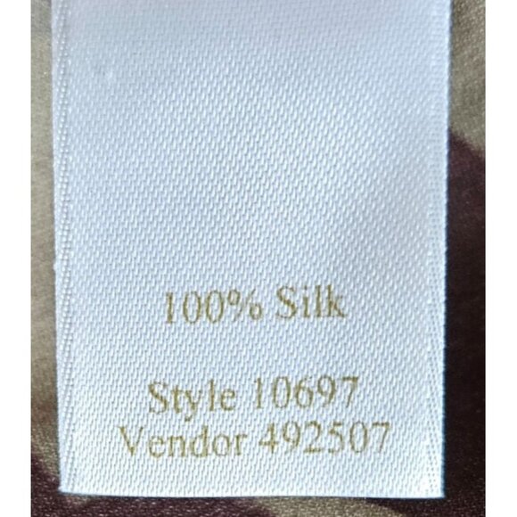 Caslon woman Size L 100% Silk Blouse Dark Floral Old Money Ruffle Sleeve Buttons - Picture 7 of 7